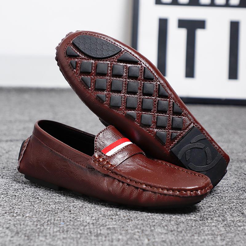 Men’s Moccasins White Loafer Brown Driving Shoes Comfort Flats Wide Shoes Slip-ons Plus Size Shoes