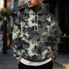 Men's Casual Hoodie with Retro Patchwork Print and Single Pocket