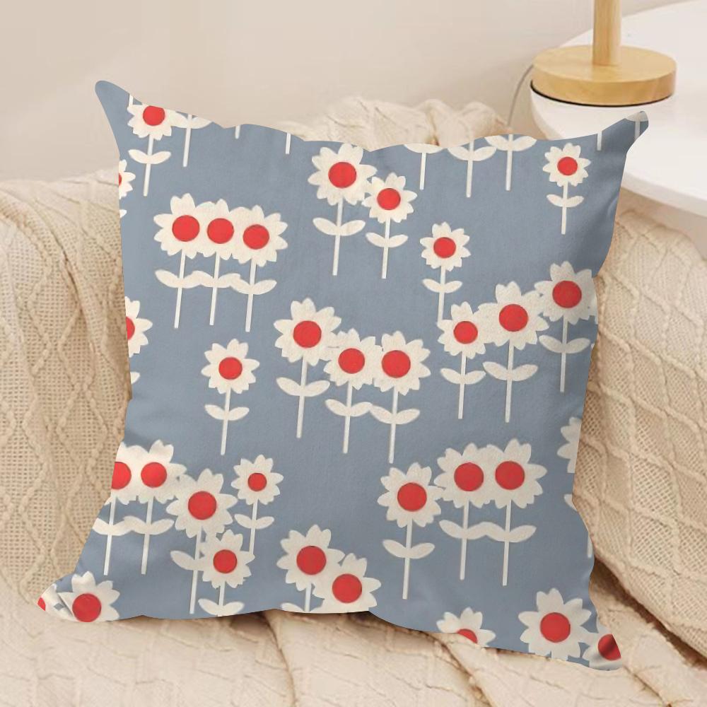 OOrla Kiely Flower Cushion Cover Silky Short Plush DoubleSided Printed Pillow Case for Sofa All Seasons Home Decor Gift