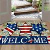 American Holidays Theme Door Mat Patriotic Stars Stripes Welcome Entrance Rug Soft Non-Slip Welcome Mat for Indoor Outdoor Decor