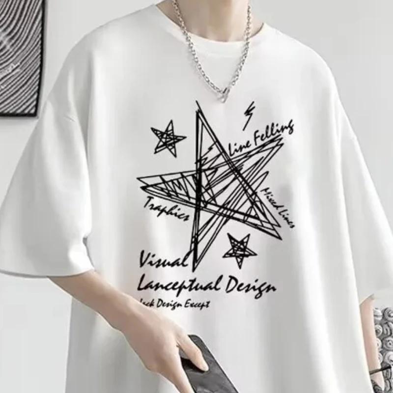 2025 Yaz Snrl Sayda kadn Tshirt izgi Yldz baskl tirt Uygun Kadn Y2K Tee Kadn 90 s Casual Tops