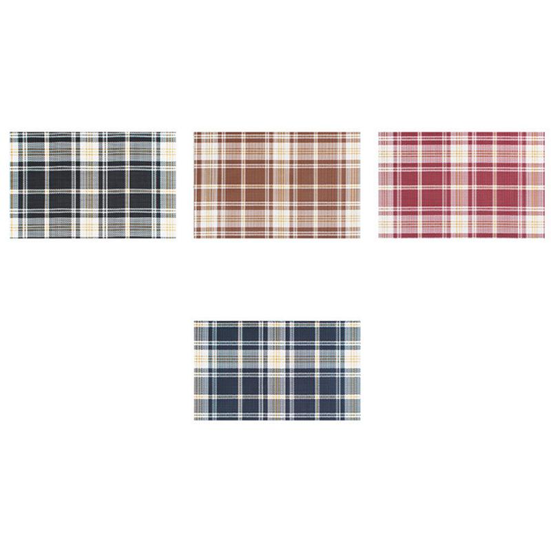 Practical Red Plaid Placemat Restaurant Washable PVC Durable Dining Table Weave Mats Frame Teslin Disc Bowl Coaster Non-slip Pad