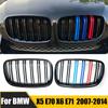 A Pair Gloss Black M Color Double Slat Kidney Grille Front Bumper Grill For BMW E70 E71 E72 X5 X6 2007-2014 Racing Grills