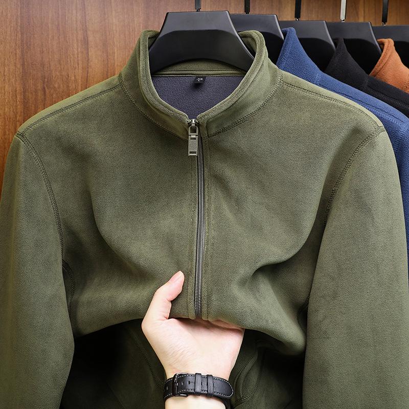 

Men s Fleece Jacket: Autumn/Winter Warm Casual Stand-Up Collar Coat for Middle-Aged and Young 2XL