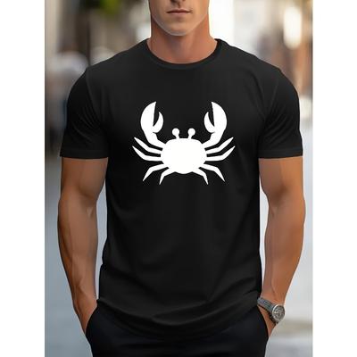 European Sizes Crab,print Tee Shirt, Tees for Men, Casual Short Sleeve T-shirt for Summer