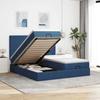 Ottoman Bed Frame with Mattress - Maison Exclusive - Blue - Fabric - Hydraulic Storage 180x200 Cm