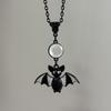 Gothic Black Bat Moon Pendant Necklace - Original Halloween Design