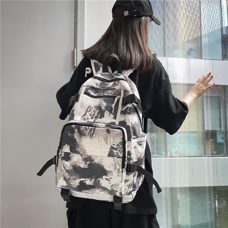 DELIXIONG Nylon Backpack Travel Backpack Regular Unisex Rendering White/Letter Black/Camouflage Black/Shoes White DLX-ON-720