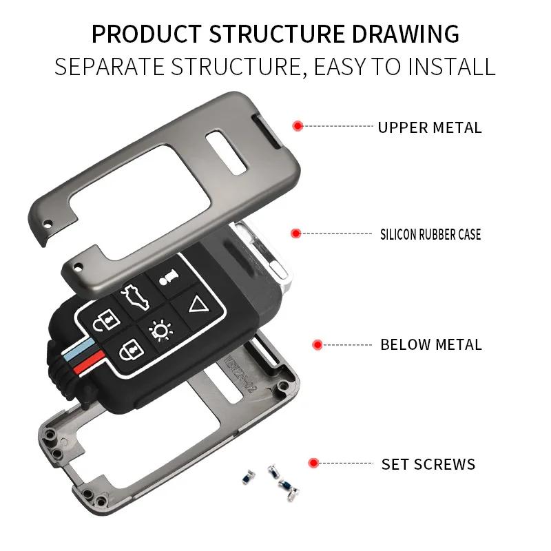 Interior Mouldings 5/6 Buttons Zinc Alloy Car Key Case Cover Protect Shell Fob Fob For Volvo XC60 V60 S60 S80 XC70 V40 Car Key D