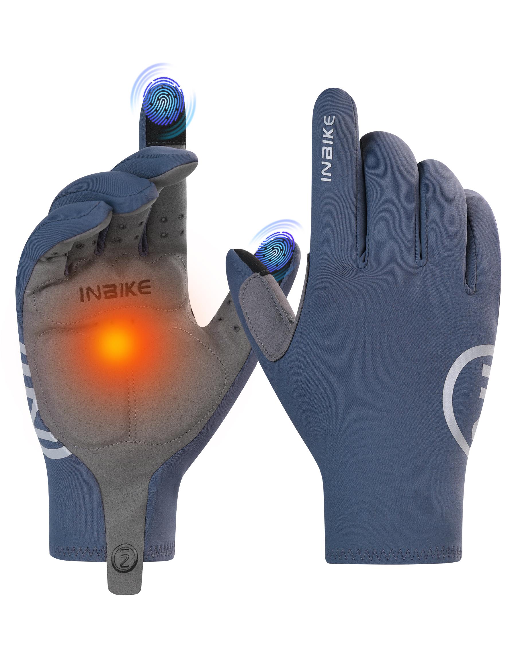

INBIKE Перчатки для велоспорта для мужчин и женщин, тонкие флисовые перчатки для сенсорного экрана, с подкладкой для бега, вождения, езды на велосипеде, пешего туризма M синий