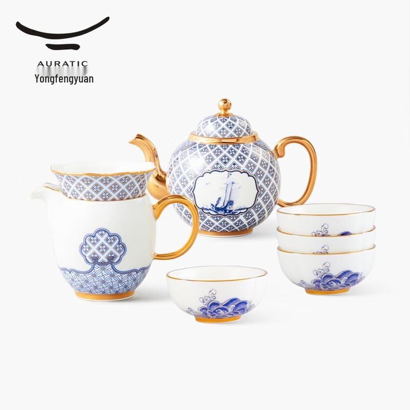 Yongfengyuan Mr. Porcelain 'Peace & Prosperity' 8-Piece Ceramic Tea Set