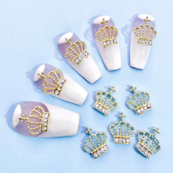 Yousheng 10Pcs/Bag Nail Rhinestones Crowns Dollars Manicure Design Alloy 3D Nail Art Decorations for Nail Design