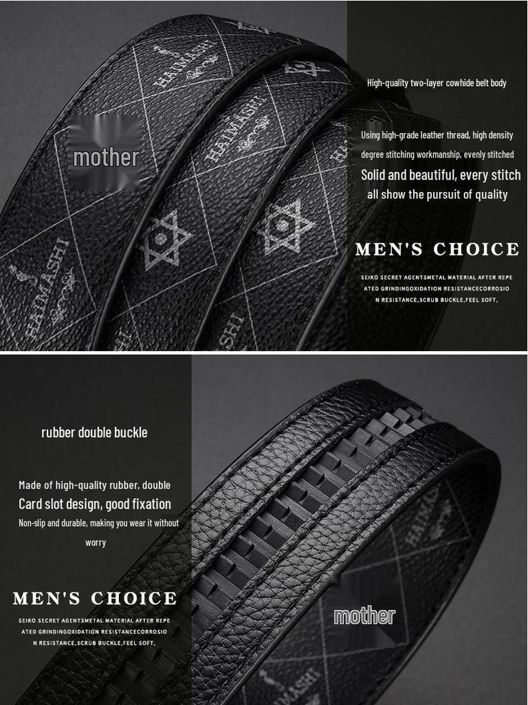 Emperor Men's Genuine Leather Automatic Buckle Belt: High-Quality, Versatile, Trendy