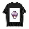 Korean Style Cool Guy with Purple Hair Print T-shirt Loose Casual Unisex Streetwear Top Pure Cotton T-shirt