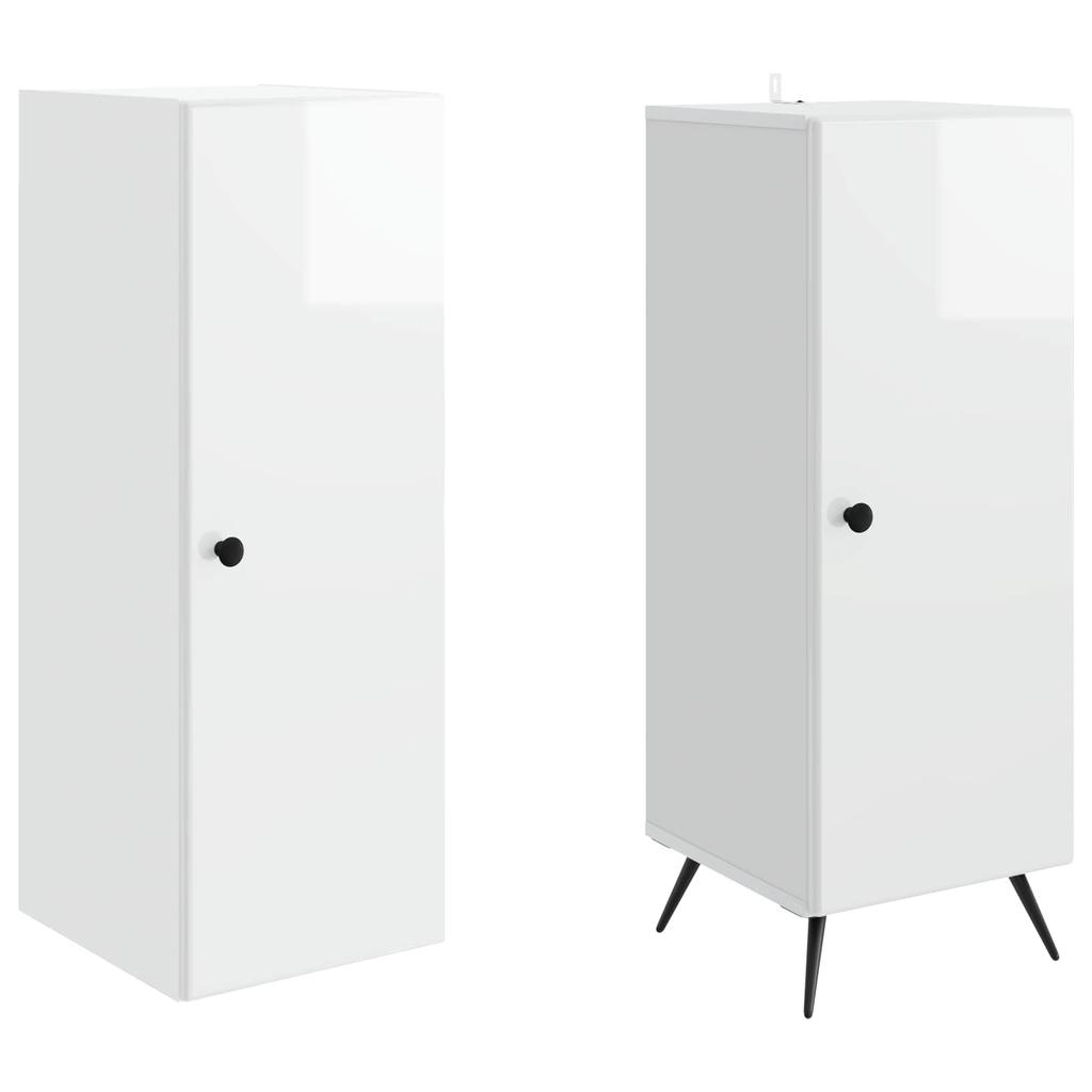 Cabinet Set 2 Pcs High Gloss White Wood Based Material