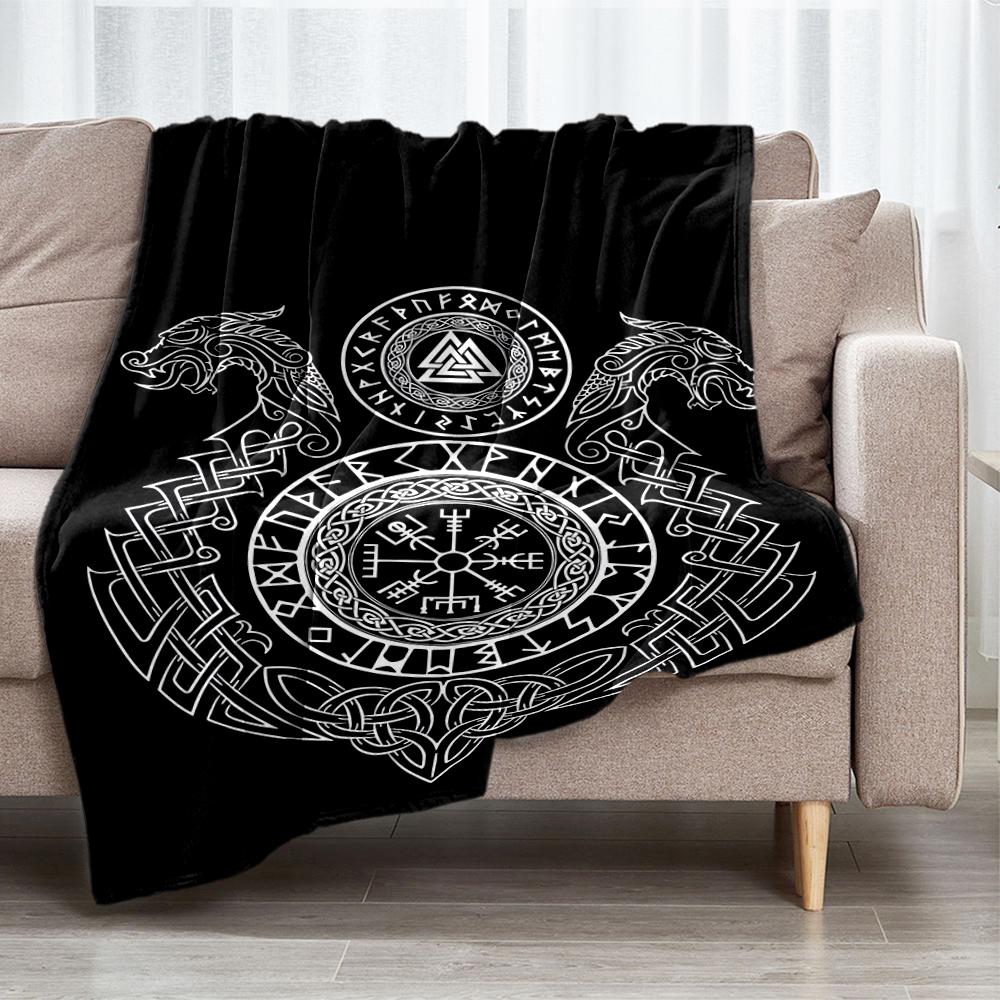 Viking Theme Printed Blanket - Perfect for Couch, Bed, Travel & Outdoor Use | Machine Washable, Cozy & Durable.