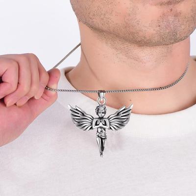 Collar Hip-hop Callejero Europeo y Americano, Colgante de Angelito, Colgante de Personalidad de Pareja de Moda