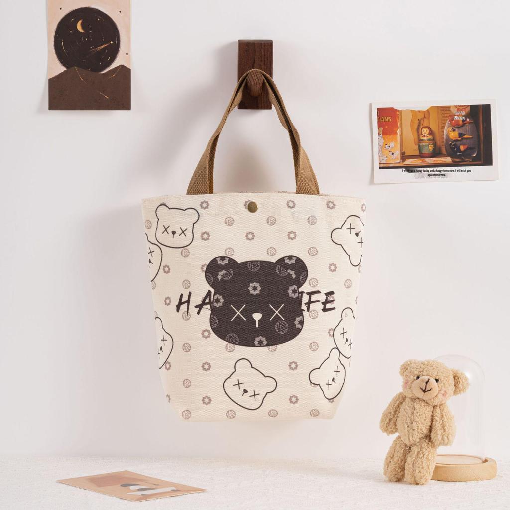 Exquisite Large Capacity White Rabbit Cartoon Tote Canvas Bag for Daily Commute