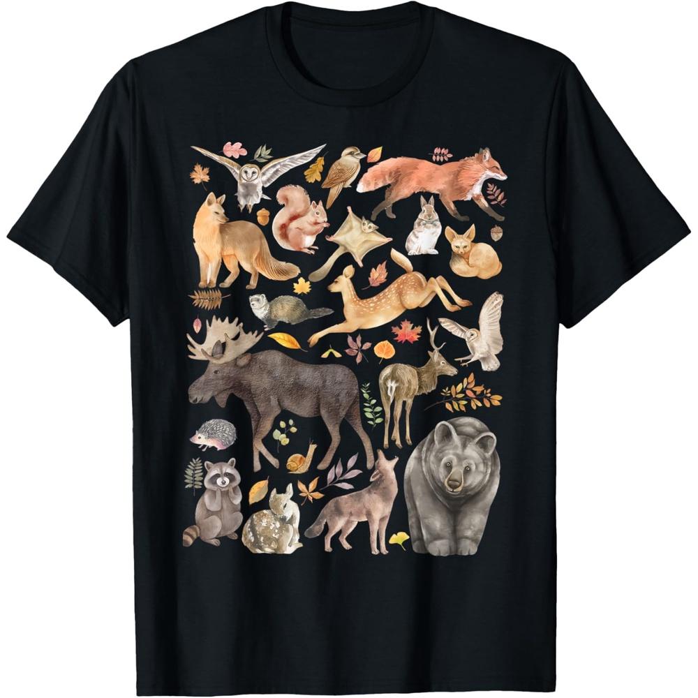 Types Of Forest Animals Nature Wildlife Woodland T-Shirt L чёрный