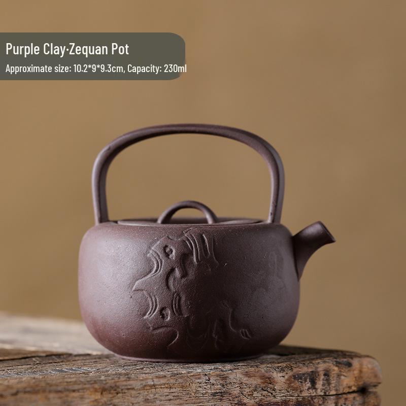 Zequan Purple Clay Ceramic Teapot - Handmade Traditional Gongfu Tea Set for Home Use