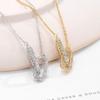 Geometric Square Double Ring Necklace Women's Simple Versatile Interlocking Pendant Clavicle Chain