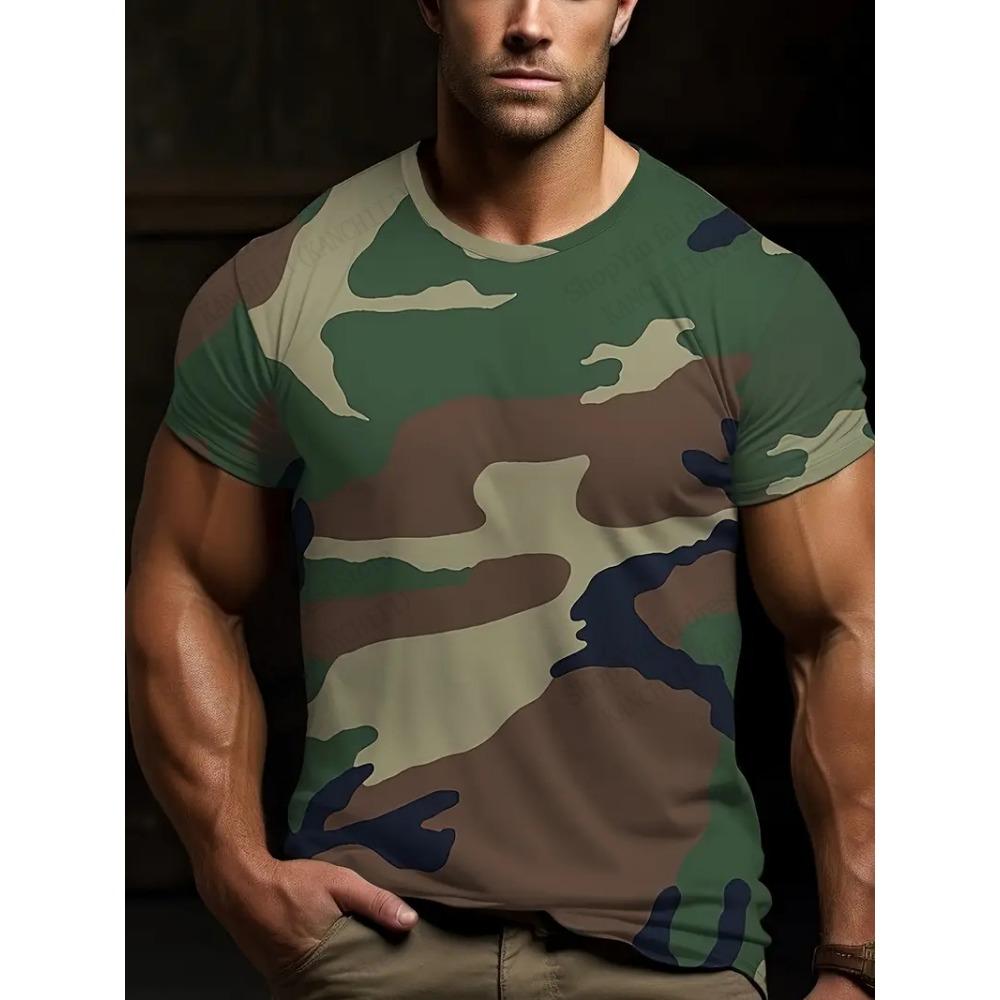 Men's Tactical Camo Camouflage 3d Print T-shirt Men Women Fashion Short Sleeve Tshirt Kids Tops Tees Men Clothing Outdoor Sports