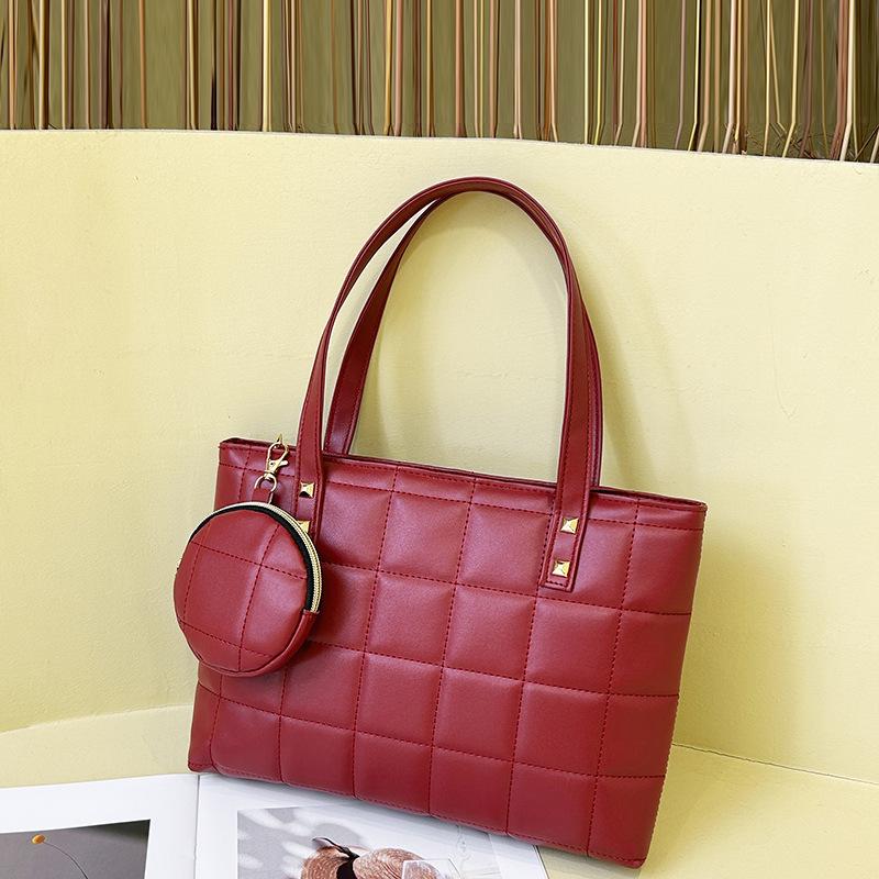

Women s 2025 Quilted Shoulder Bag Set - Trendy Korean Style, Large Capacity Handbag червоний