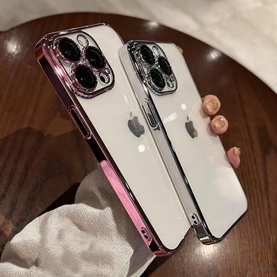 Soft Plating Bumper Transparent Phone Case For Iphone 14 13 12 Pro Max 14pro 14plus 11 Ultra Thin Clear Pc Lens Protection Cover