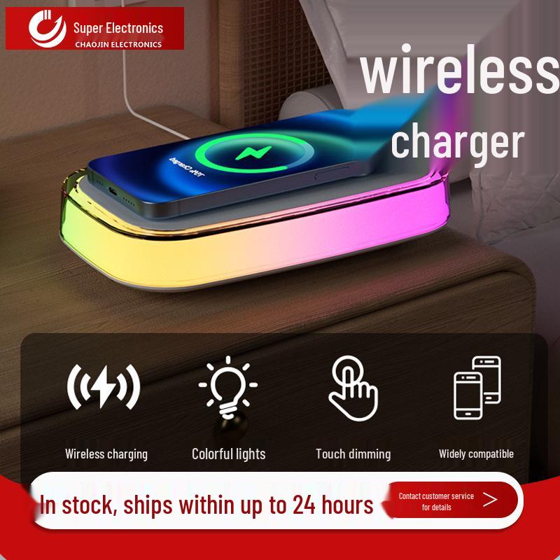 15W Universal Wireless Charger Stand with Desktop Night Light.
