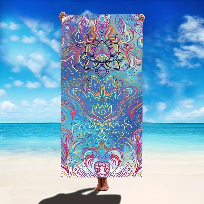 Bohemisk Regnbåge Mandala Strandhandduk Mikrofiber Snabbtorkande Absorberande Sandfri Sommar Pool Badhandduk