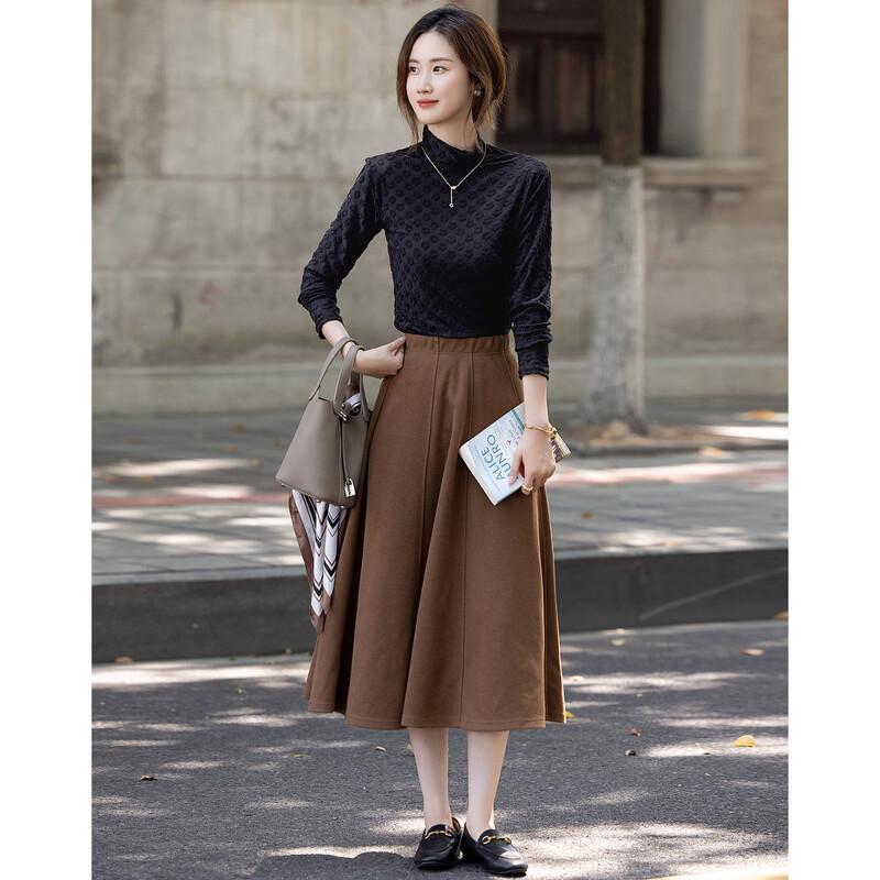 Demana Women's Jacquard Knit Stand Collar Long Sleeve Base Layer Top