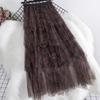 Color-Block Plaid Multi-Layer Mesh Skirt - Women's High-Waisted Midi Skirt for Autumn/Winter