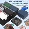 Card Storage Box for Trading Cards, Holds 5 MTG Deck Card Boxes or 2200+ Cards, Leather Magnetic Closure TCG Storage Box for MTG, YuGiOh, Sports