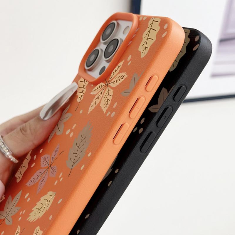 Herbst-Ahornblatt-Muster Handyhülle Für iPhone 17 Pro Max Funda iPhone 16 Pro Max 15 14 13 12 11 16e Air-Leder-Textur Abdeckung Coque