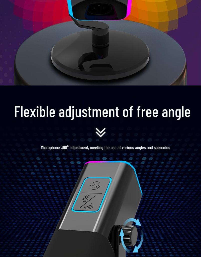 RGB Dynamic USB Microphone for Gaming, Recording, and Singing with Noise Reduction and Sound Card Integration