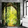 Forest Tree Butterfly Shower Curtain, Bathroom Decorative Shower Curtain, Waterproof Shower Curtain with Hooks