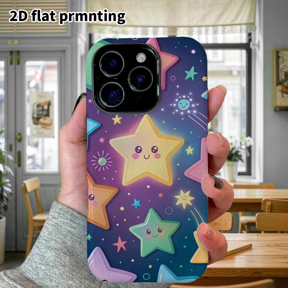 Phone Case: 2D Flat, Suitable for iPhone 18 17 16 15 14 13 12 Pro Protective Case, Cartoon Stars, Christmas and Halloween Perfect Holiday Gift