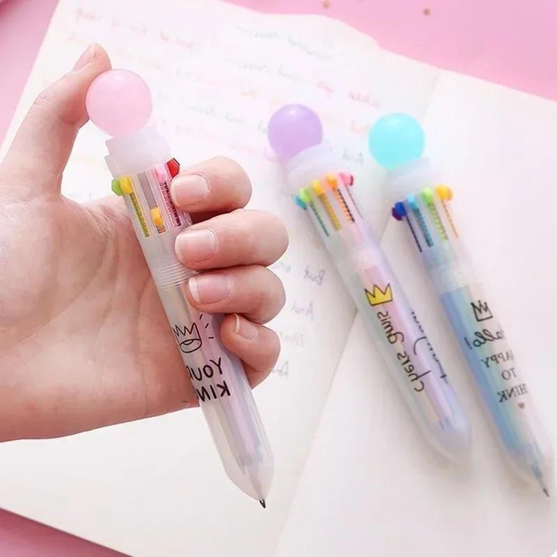 New 10 Multi Color Luxury Ballpoint Pen Ballpen for Kids Child Student Office Writing Supplies Kawaii Kids Stationary Pen Mark