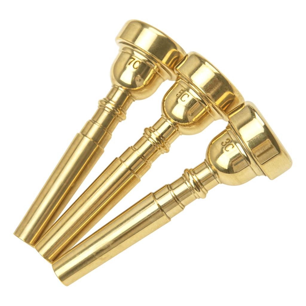 Yootones Trumpet Mouthpiece Set (3 pieces) - 7C, 5C, 3C - Suitable for Beginners and Professional Players (Gold)