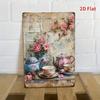 Vintage Rustic Metal Teapot Wall Art Rose Floral Iron Sign for Home Kitchen Garden Decor