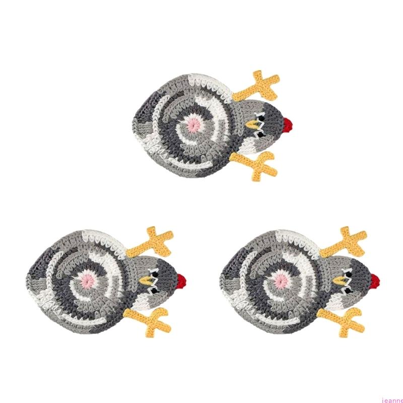 

3Pcs Knitted Cup Mats In Entertaining Design Crochet Drink Coasters For Home And Office Use M