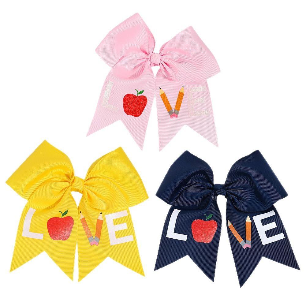 2Pcs New Children's Big Bow Clip Headdress Print Pattern Hair Clip Thread Streamer Hair Accessories Girl Gift