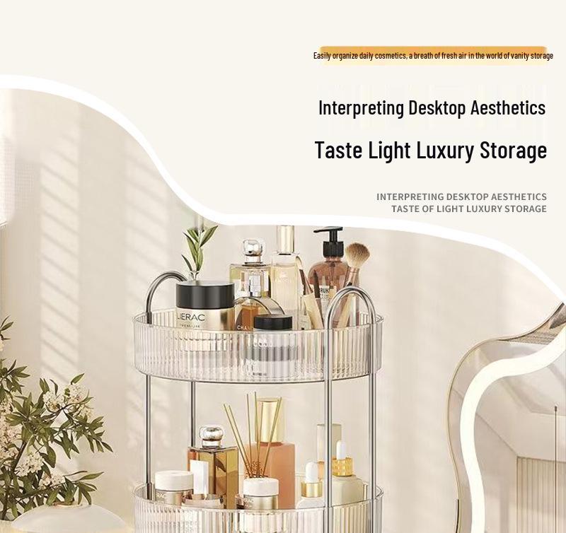 Transparent Rotating Cosmetic Storage Rack for Bathroom & Dressing Table