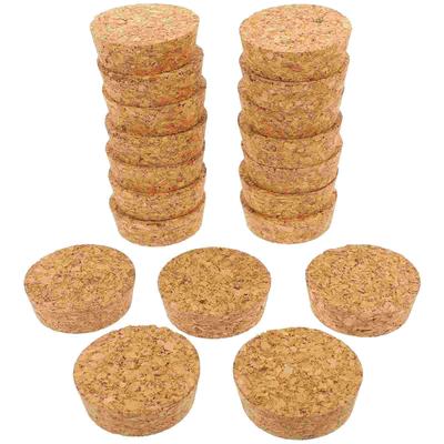 20 tapones de corcho de madera para botellas de vidrio, para manualidades, cónicos, color marrón claro.