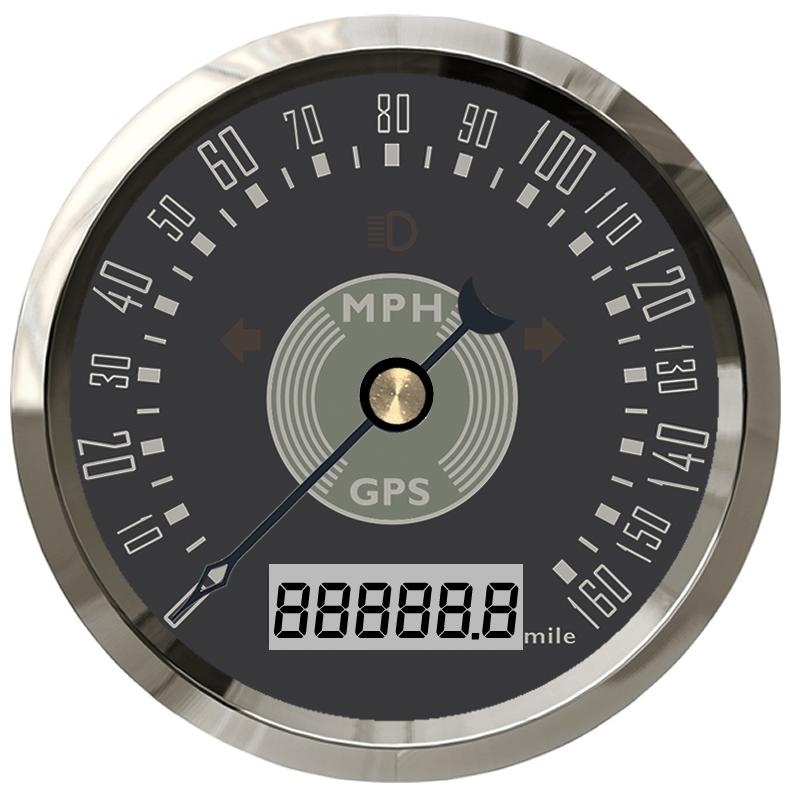 ELING 85mm GPS Speedometer 0-160km/h 0-220MPH Total Mileage Adjustable with Red Yellow Backlight for Car Yacht Universal 9-32V
