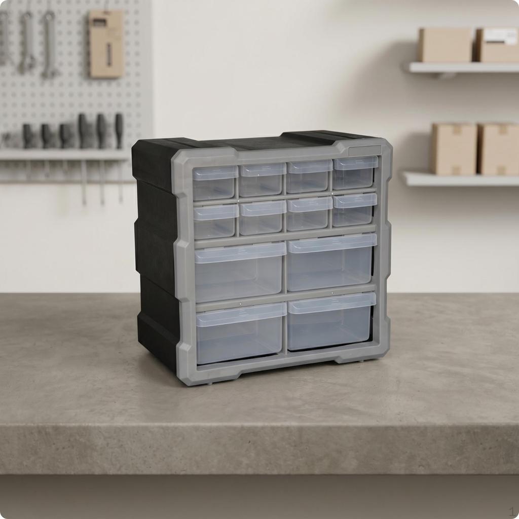 Cabinet Translucent Drawers 12Drawer Parts Storage Box Removable Divider