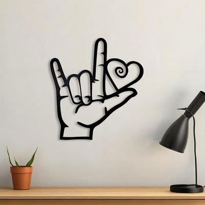ASL Ich Liebe Dich Metall Wandkunst Innen- und Außenskulptur Romantische Dekoration Gebärdensprache