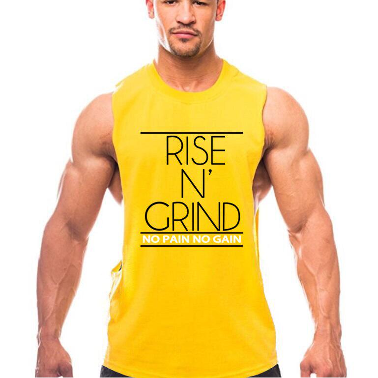 

Брендовий одяг Muscleguys Фітнес Чоловічі тренажерні зали Майка Жилет NO PAIN NO GAIN COTTON Bodybuilding Стрингер Сорочка без рукавів XXL жовтий