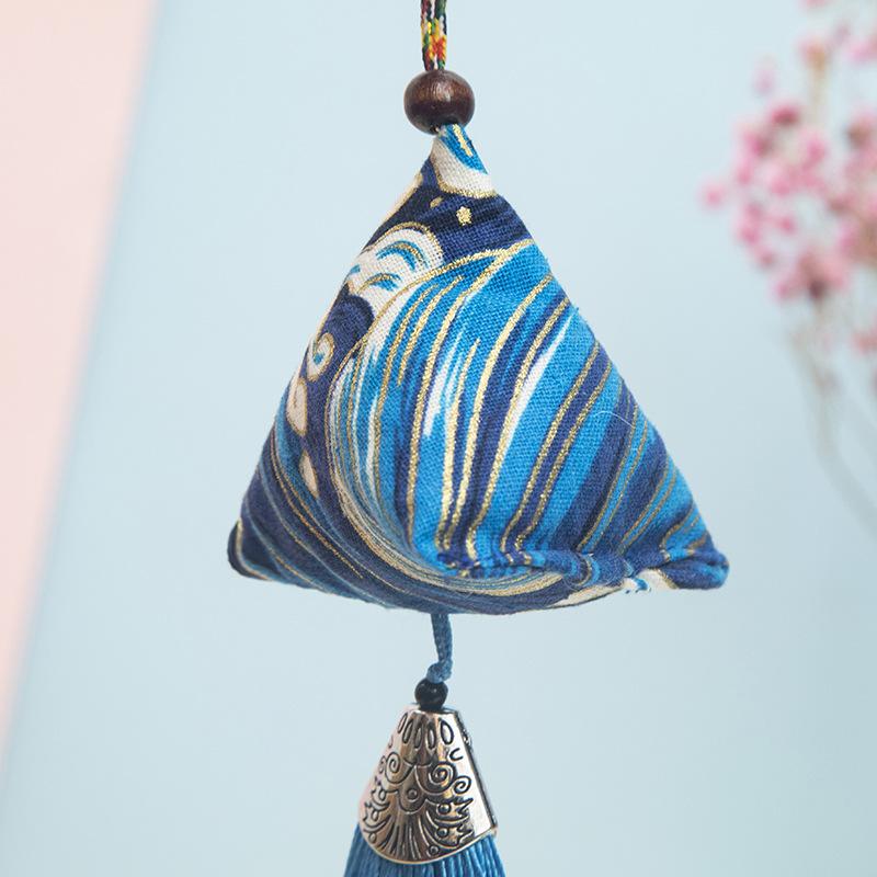 

Фестиваль лодок-драконов Zongzi Саше Треугольный пакетик с листьями моксы и пакетиком от комаров Подарочная коробка Подвеска Подарки для торгового центра Tassel style небесно-голубой