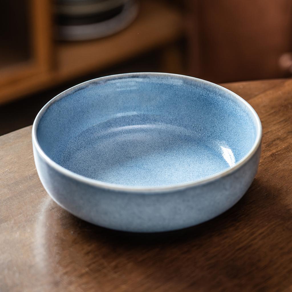 High Value Blue Glaze Ceramic Bowl Household Noodle Bowl Salad Bowl Restaurant Hotel Commercial Tableware Bowl Round Vegetable Bowl